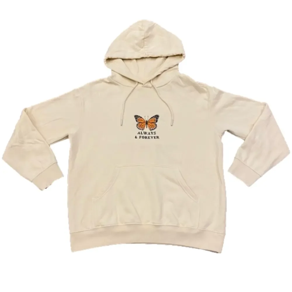 H&M Basics | Cream hoodie with custom embroidery | Butterfly | Size S - Picture 2 of 5